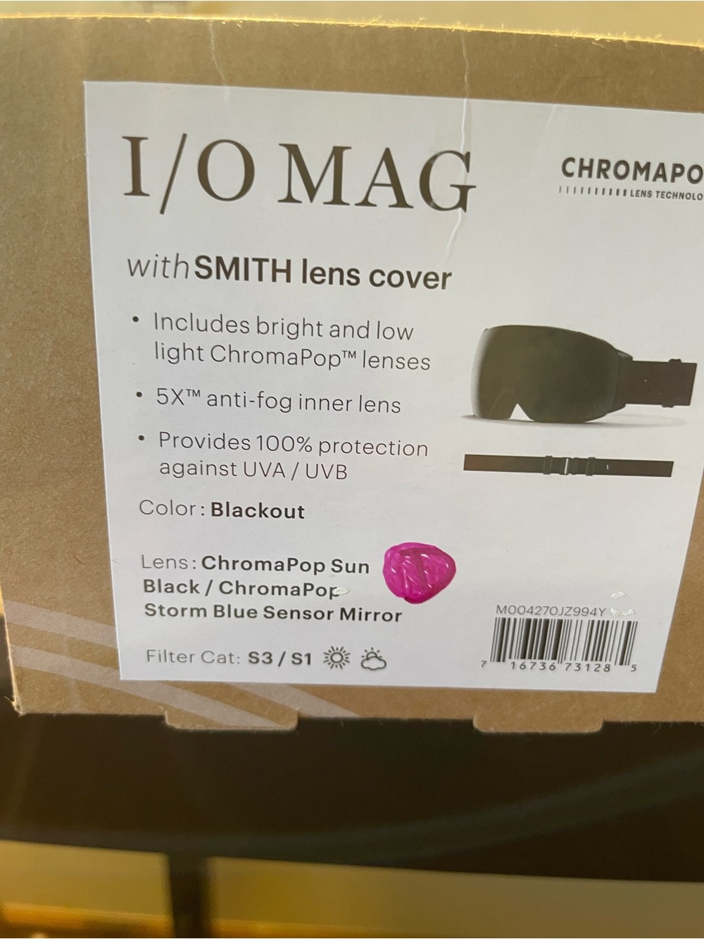 SMITH I/O MAG Goggles with Storm Blue Sensor Mirror Lens - Blackout